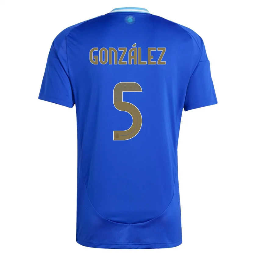 Danxen Mænd Argentina Maximiliano Gonzalez #5 Blå Udebane Spillertrøjer 24-26 Trøje T-Shirt