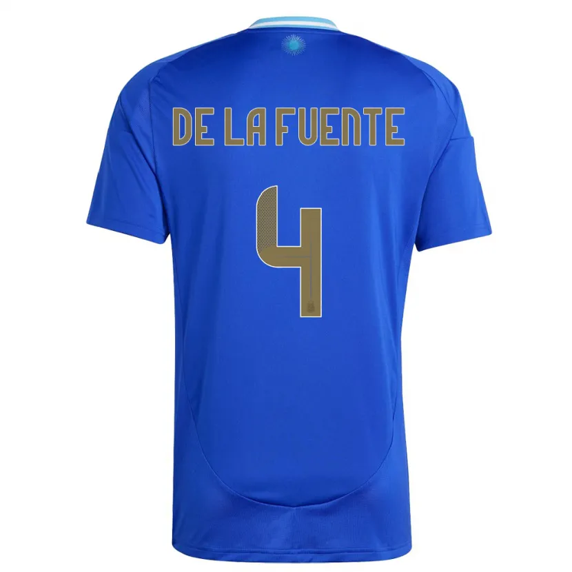 Danxen Mænd Argentina Hernan De La Fuente #4 Blå Udebane Spillertrøjer 24-26 Trøje T-Shirt