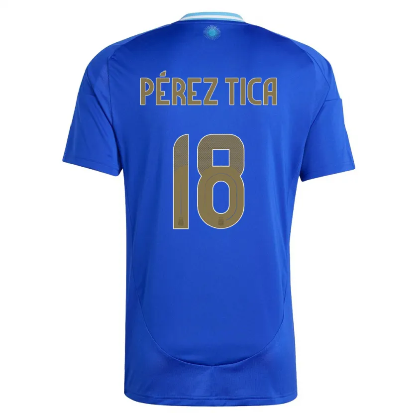 Danxen Mænd Argentina Jeremias Perez Tica #18 Blå Udebane Spillertrøjer 24-26 Trøje T-Shirt