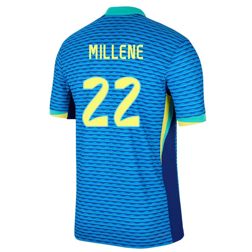 Danxen Mænd Brasilien Millene #22 Blå Udebane Spillertrøjer 24-26 Trøje T-Shirt