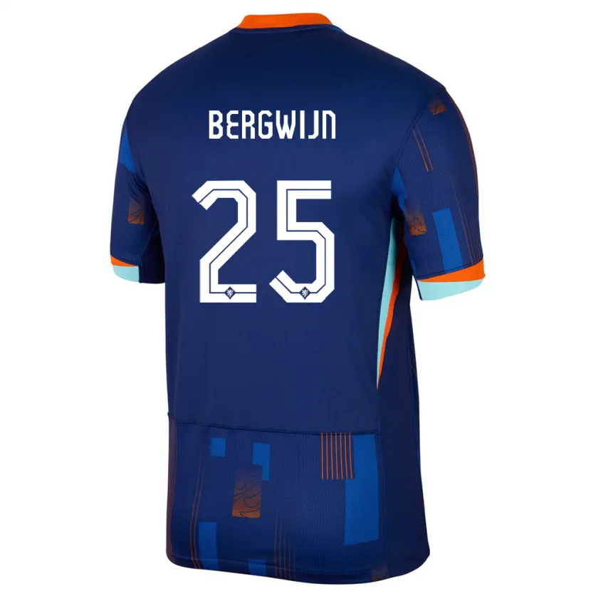 Danxen Mænd Holland Steven Bergwijn #25 Blå Udebane Spillertrøjer 24-26 Trøje T-Shirt