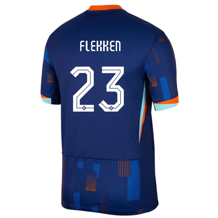 Danxen Mænd Holland Mark Flekken #23 Blå Udebane Spillertrøjer 24-26 Trøje T-Shirt