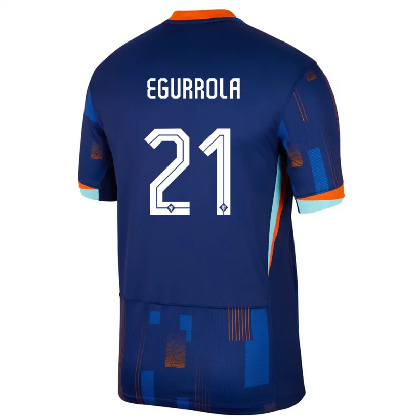 Danxen Mænd Holland Damaris Egurrola #21 Blå Udebane Spillertrøjer 24-26 Trøje T-Shirt