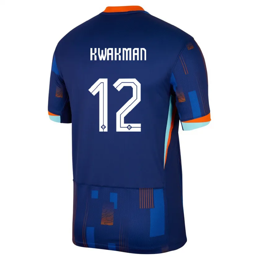 Danxen Mænd Holland Dave Kwakman #12 Blå Udebane Spillertrøjer 24-26 Trøje T-Shirt