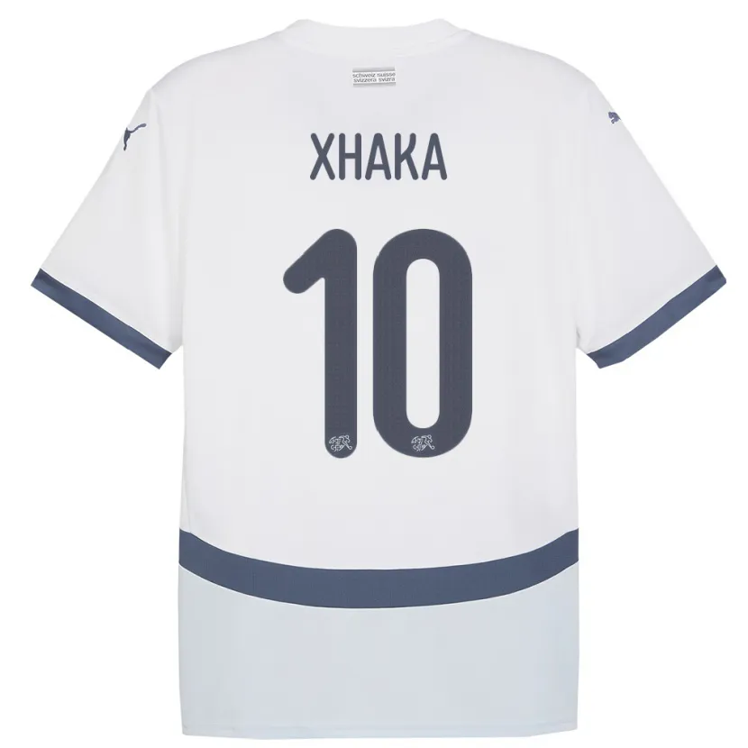 Danxen Mænd Schweiz Granit Xhaka #10 Hvid Udebane Spillertrøjer 24-26 Trøje T-Shirt