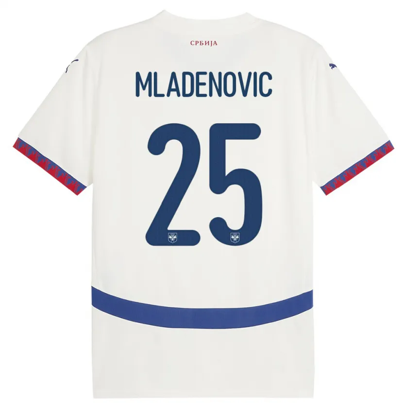 Danxen Mænd Serbien Filip Mladenovic #25 Hvid Udebane Spillertrøjer 24-26 Trøje T-Shirt