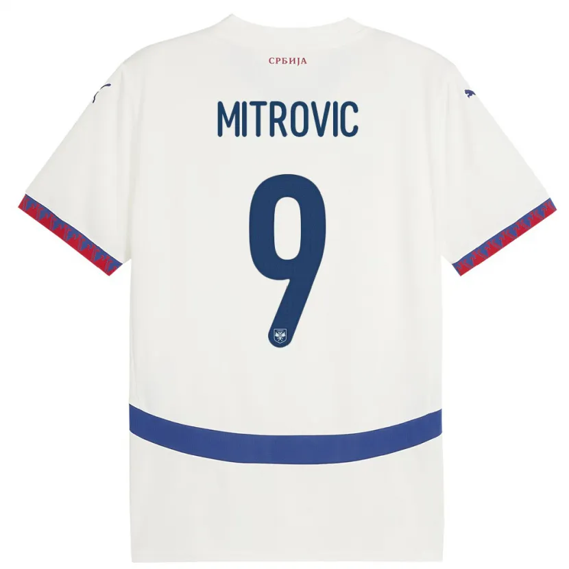 Danxen Mænd Serbien Aleksandar Mitrovic #9 Hvid Udebane Spillertrøjer 24-26 Trøje T-Shirt