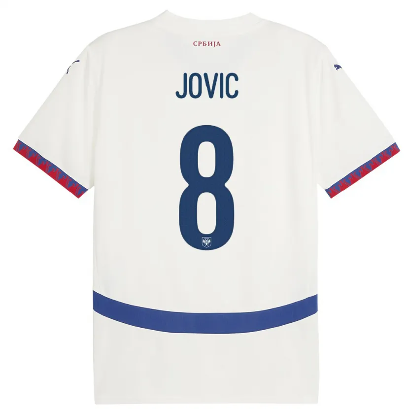 Danxen Mænd Serbien Luka Jovic #8 Hvid Udebane Spillertrøjer 24-26 Trøje T-Shirt