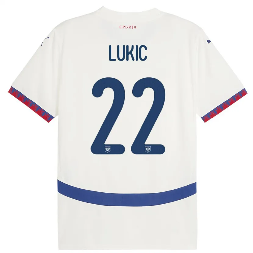 Danxen Mænd Serbien Sasa Lukic #22 Hvid Udebane Spillertrøjer 24-26 Trøje T-Shirt