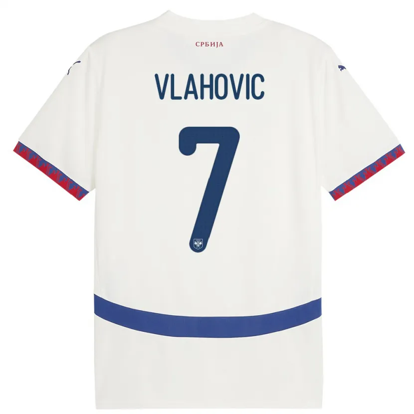 Danxen Mænd Serbien Dusan Vlahovic #7 Hvid Udebane Spillertrøjer 24-26 Trøje T-Shirt