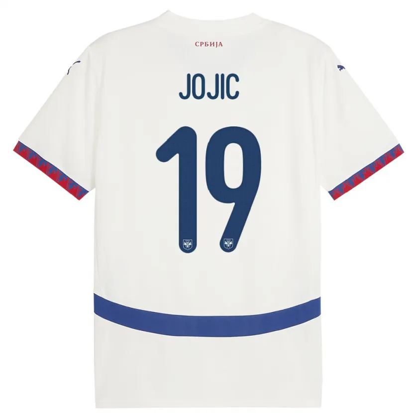 Danxen Mænd Serbien Nikola Jojic #19 Hvid Udebane Spillertrøjer 24-26 Trøje T-Shirt