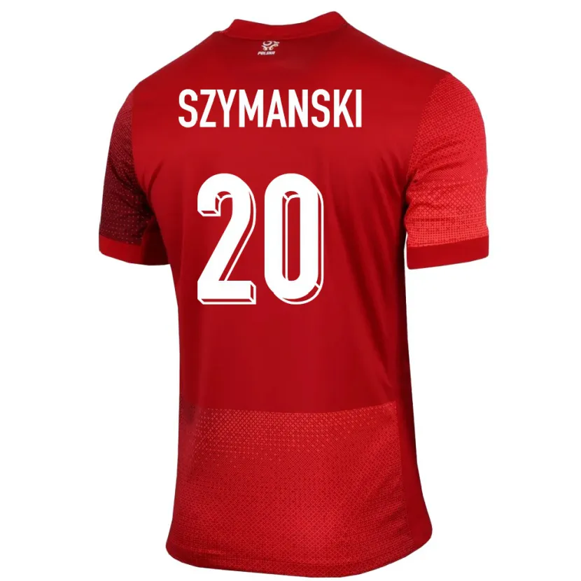 Danxen Mænd Polen Sebastian Szymanski #20 Rød Udebane Spillertrøjer 24-26 Trøje T-Shirt