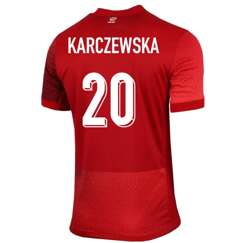 Danxen Mænd Polen Nikola Karczewska #20 Rød Udebane Spillertrøjer 24-26 Trøje T-Shirt