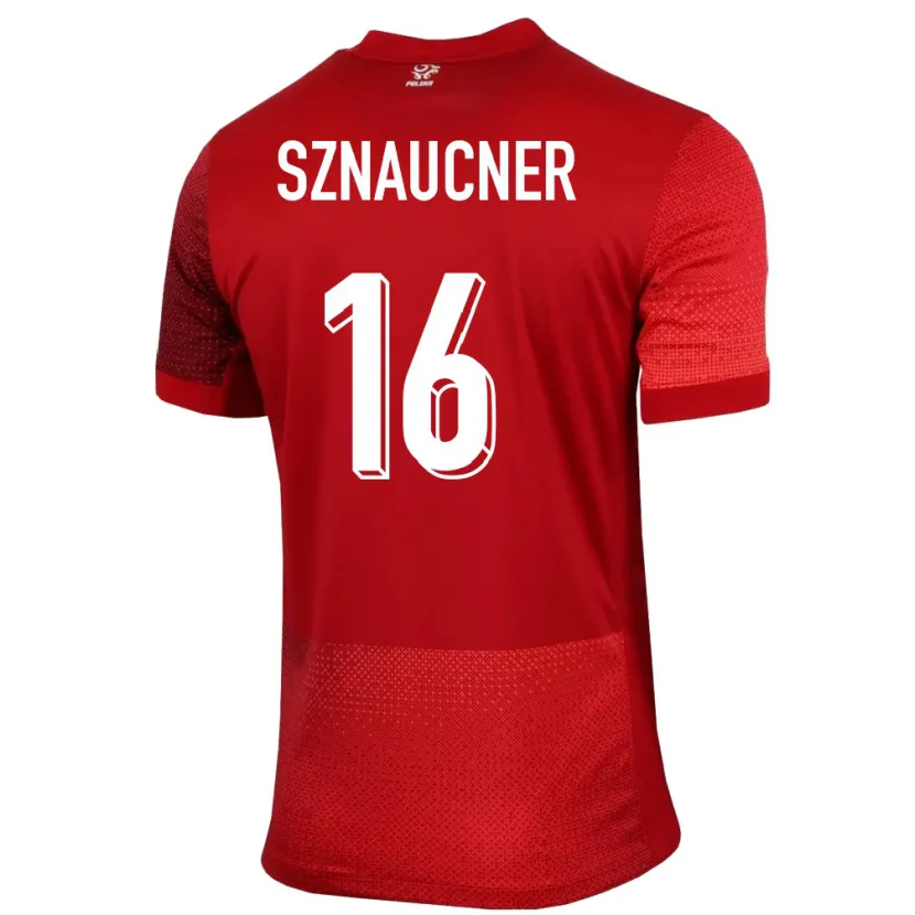 Danxen Mænd Polen Maksymilian Sznaucner #16 Rød Udebane Spillertrøjer 24-26 Trøje T-Shirt