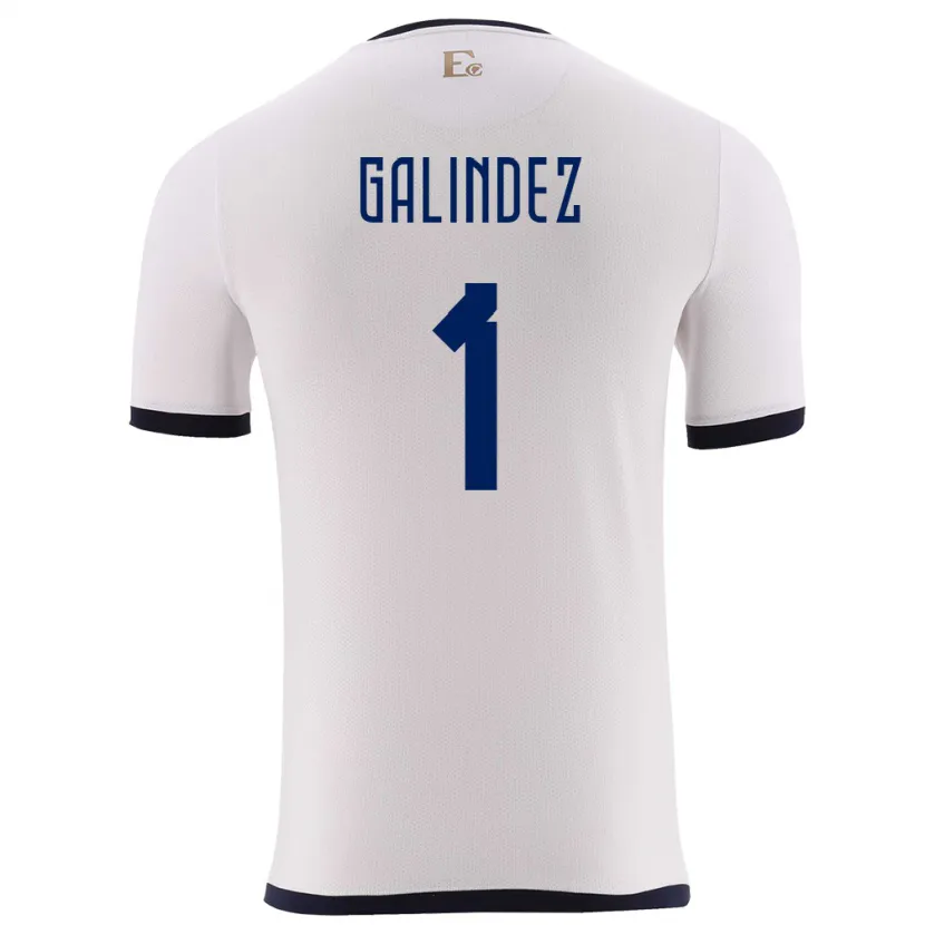 Danxen Mænd Ecuador Hernan Galindez #1 Hvid Udebane Spillertrøjer 24-26 Trøje T-Shirt