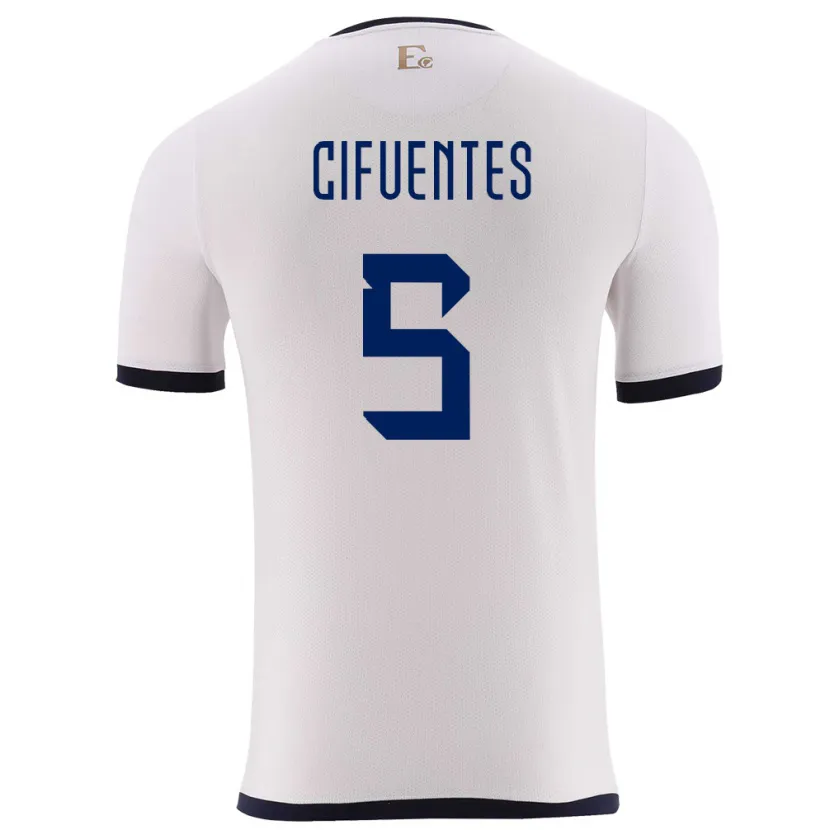 Danxen Mænd Ecuador Jose Cifuentes #5 Hvid Udebane Spillertrøjer 24-26 Trøje T-Shirt