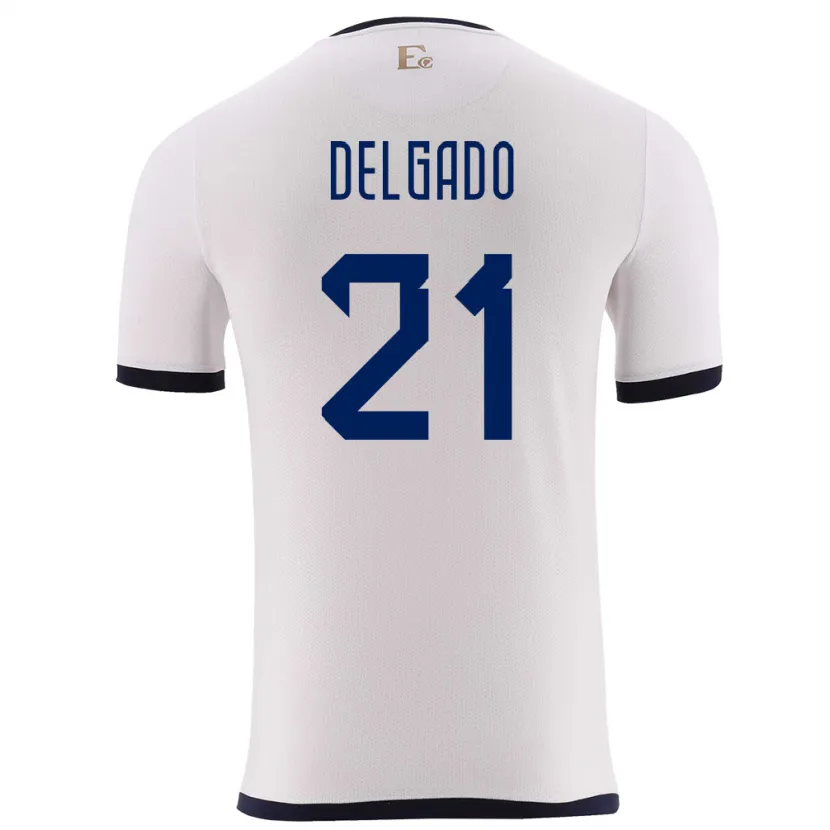 Danxen Mænd Ecuador Patrickson Delgado #21 Hvid Udebane Spillertrøjer 24-26 Trøje T-Shirt