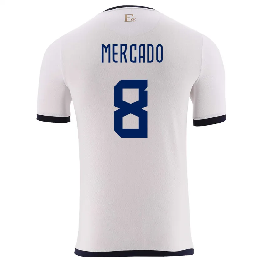 Danxen Mænd Ecuador Patrik Mercado #8 Hvid Udebane Spillertrøjer 24-26 Trøje T-Shirt