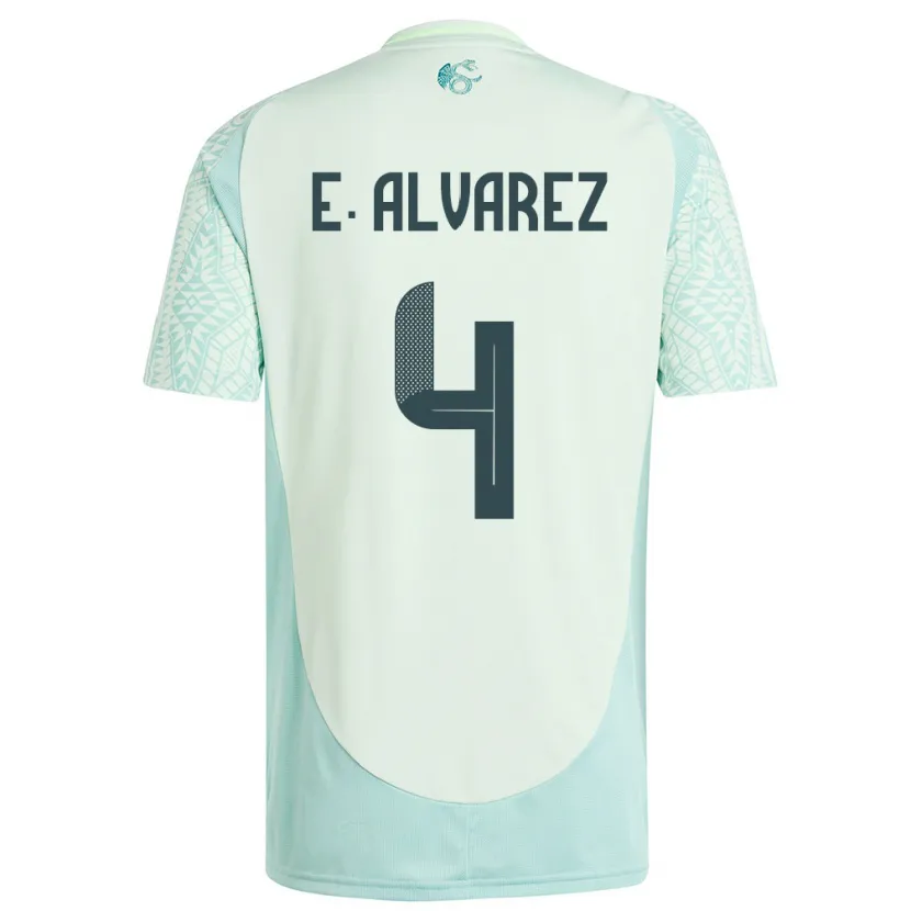 Danxen Mænd Mexico Edson Alvarez #4 Linen Grøn Udebane Spillertrøjer 24-26 Trøje T-Shirt