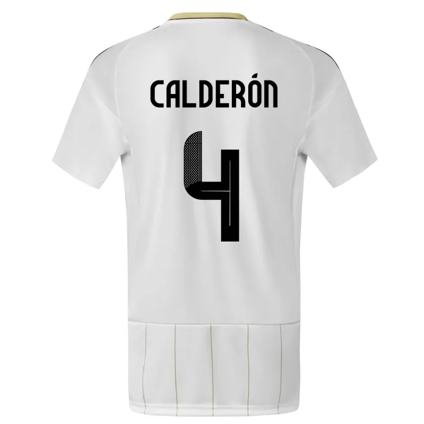 Danxen Mænd Costa Rica Brandon Calderon #4 Hvid Udebane Spillertrøjer 24-26 Trøje T-Shirt