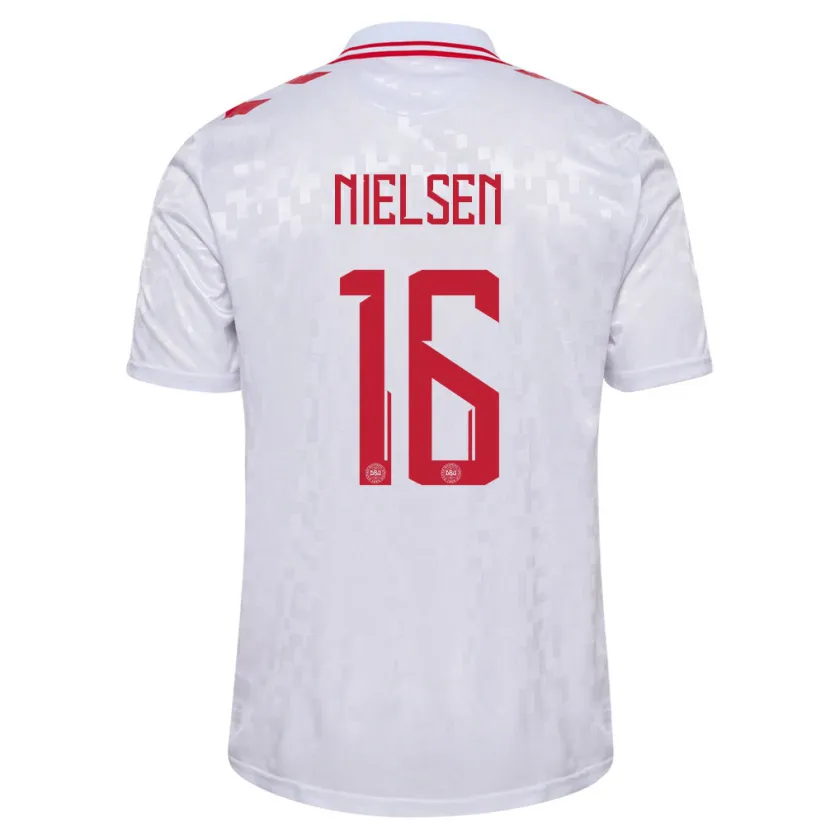 Danxen Mænd Danmark Magnus Nielsen #16 Hvid Udebane Spillertrøjer 24-26 Trøje T-Shirt