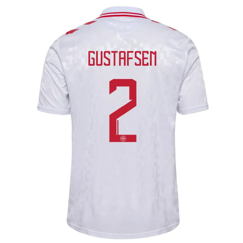 Danxen Mænd Danmark Victor Gustafsen #2 Hvid Udebane Spillertrøjer 24-26 Trøje T-Shirt