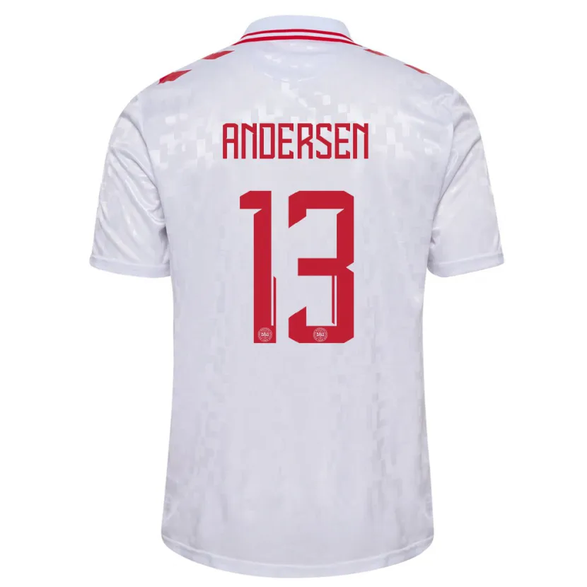 Danxen Mænd Danmark Frej Andersen #13 Hvid Udebane Spillertrøjer 24-26 Trøje T-Shirt