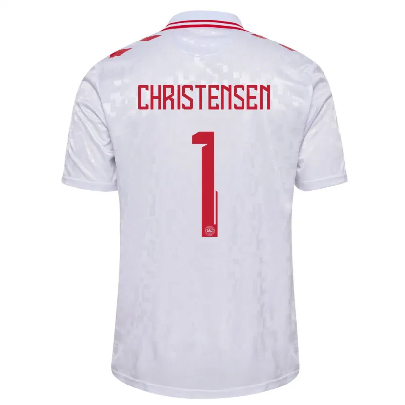 Danxen Mænd Danmark Lene Christensen #1 Hvid Udebane Spillertrøjer 24-26 Trøje T-Shirt