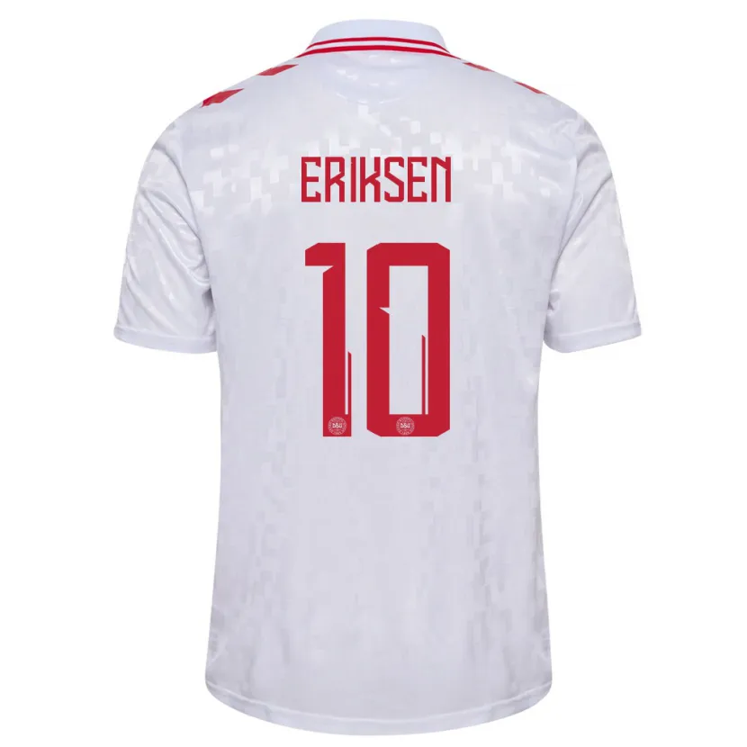 Danxen Mænd Danmark Christian Eriksen #10 Hvid Udebane Spillertrøjer 24-26 Trøje T-Shirt