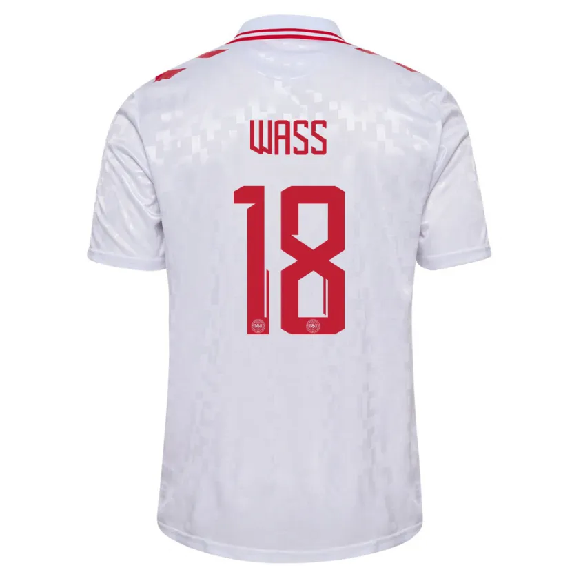 Danxen Mænd Danmark Daniel Wass #18 Hvid Udebane Spillertrøjer 24-26 Trøje T-Shirt