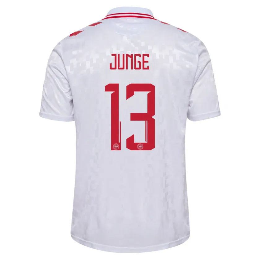 Danxen Mænd Danmark Sofie Junge #13 Hvid Udebane Spillertrøjer 24-26 Trøje T-Shirt