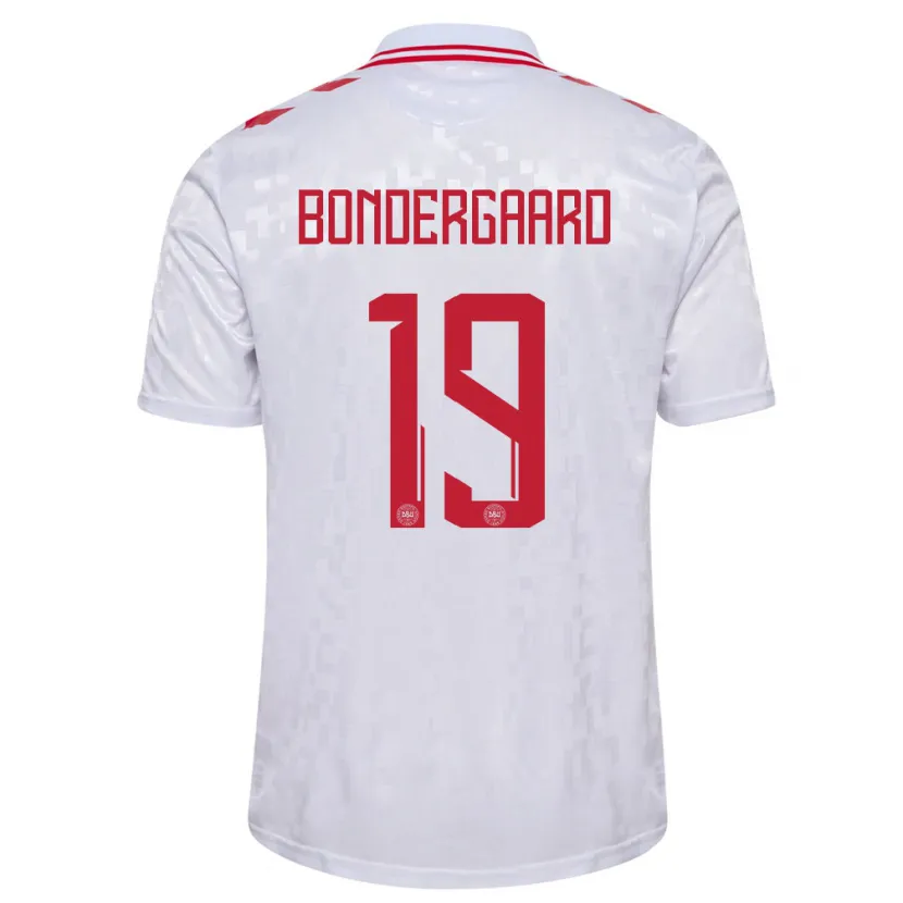 Danxen Mænd Danmark Asbjorn Bondergaard #19 Hvid Udebane Spillertrøjer 24-26 Trøje T-Shirt