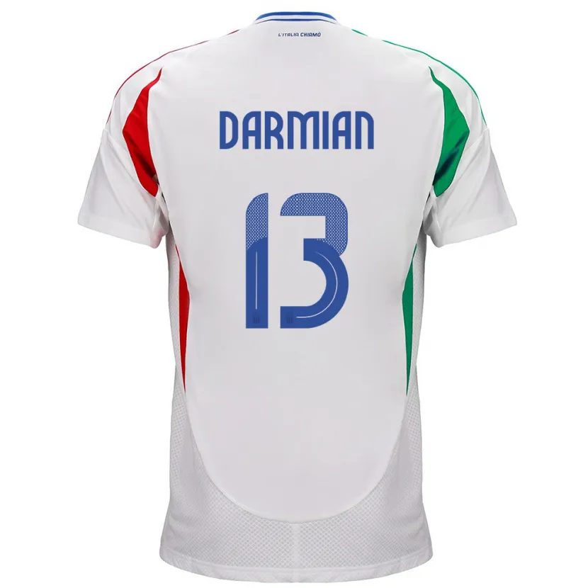 Danxen Mænd Italien Matteo Darmian #13 Hvid Udebane Spillertrøjer 24-26 Trøje T-Shirt