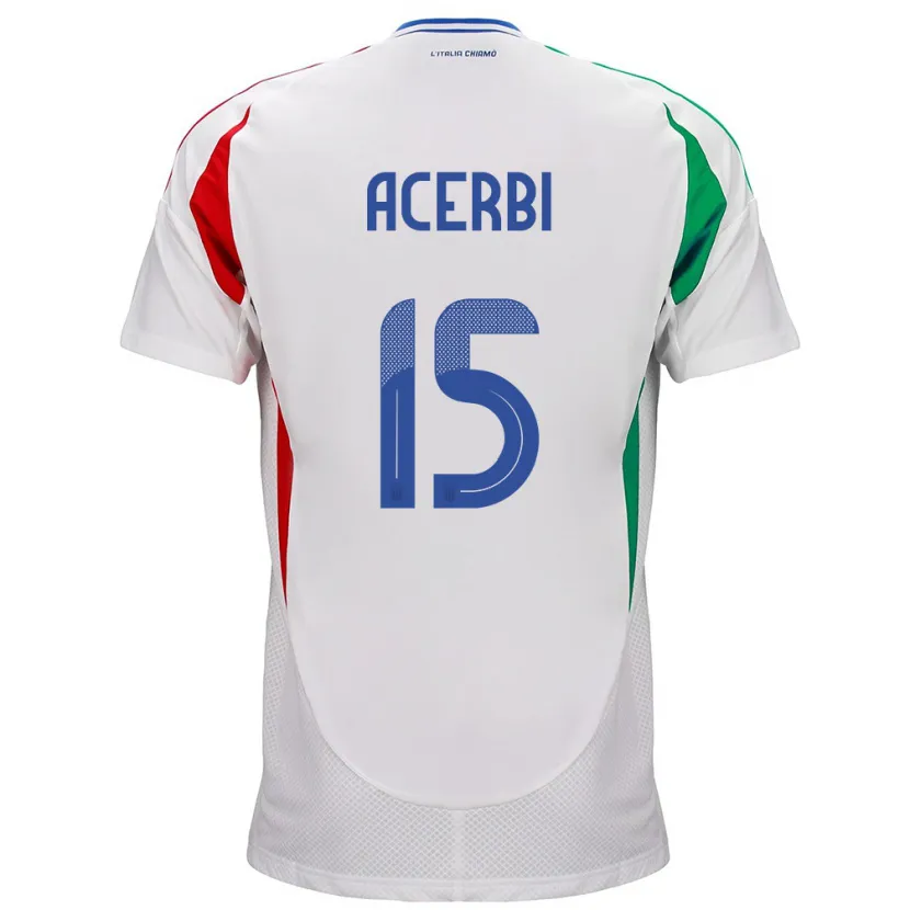 Danxen Mænd Italien Francesco Acerbi #15 Hvid Udebane Spillertrøjer 24-26 Trøje T-Shirt