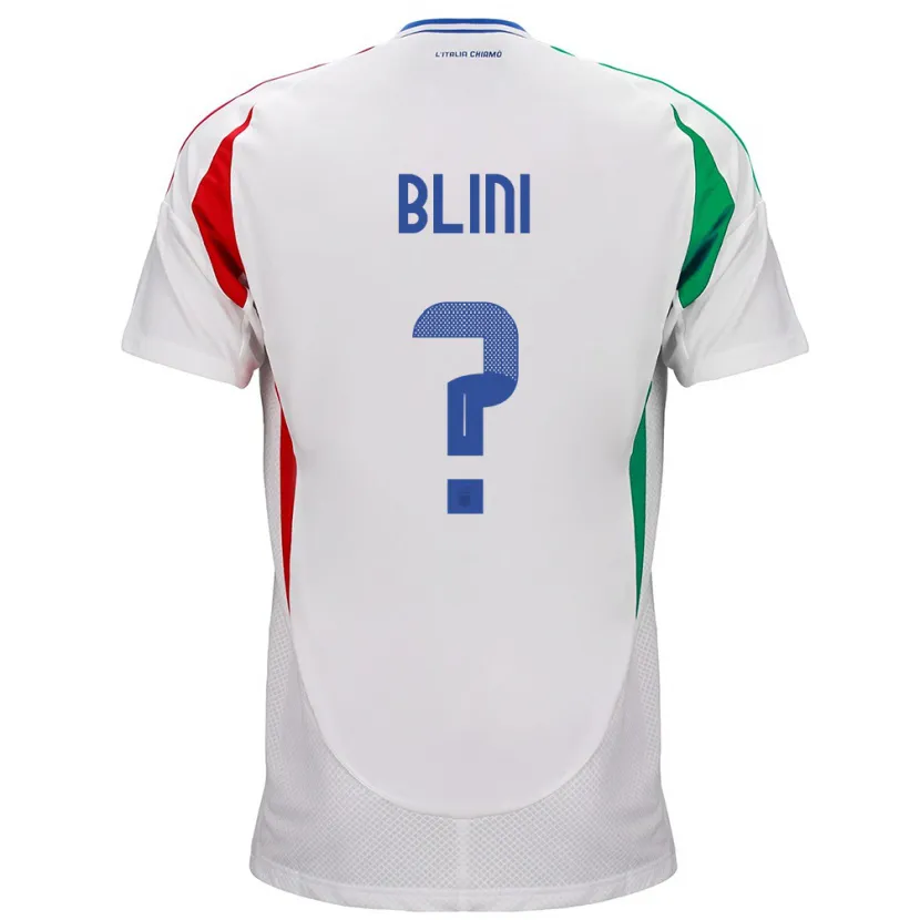 Danxen Mænd Italien Oliver Blini #0 Hvid Udebane Spillertrøjer 24-26 Trøje T-Shirt