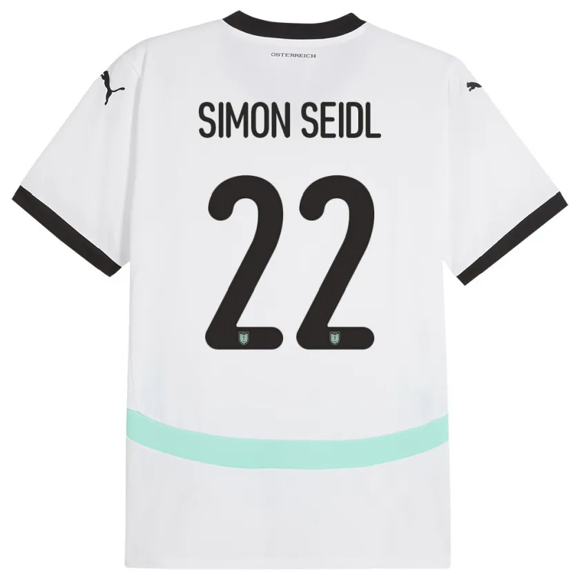 Danxen Mænd Østrig Simon Seidl #22 Hvid Udebane Spillertrøjer 24-26 Trøje T-Shirt