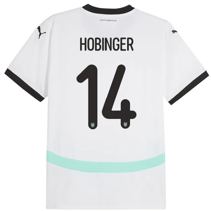 Danxen Mænd Østrig Marie Höbinger #14 Hvid Udebane Spillertrøjer 24-26 Trøje T-Shirt