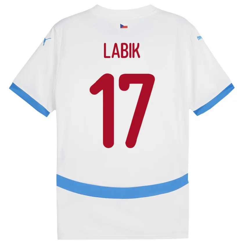 Danxen Mænd Tjekkiet Albert Labik #17 Hvid Udebane Spillertrøjer 24-26 Trøje T-Shirt