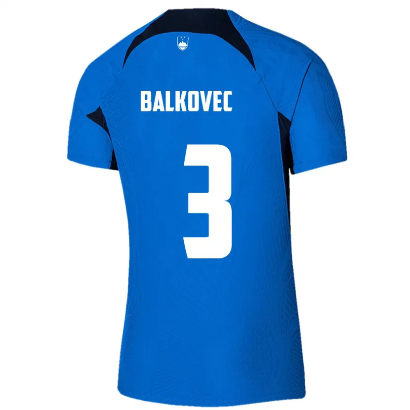 Danxen Mænd Slovenien Jure Balkovec #3 Blå Udebane Spillertrøjer 24-26 Trøje T-Shirt