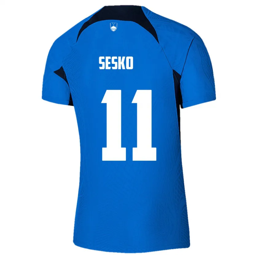 Danxen Mænd Slovenien Benjamin Sesko #11 Blå Udebane Spillertrøjer 24-26 Trøje T-Shirt