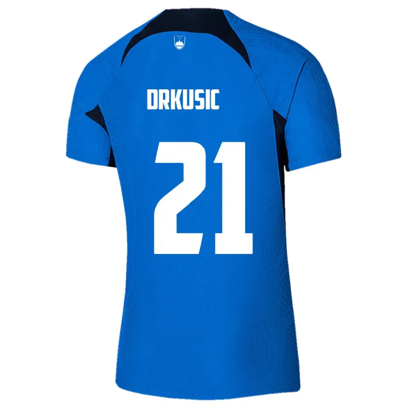 Danxen Mænd Slovenien Vanja Drkusic #21 Blå Udebane Spillertrøjer 24-26 Trøje T-Shirt