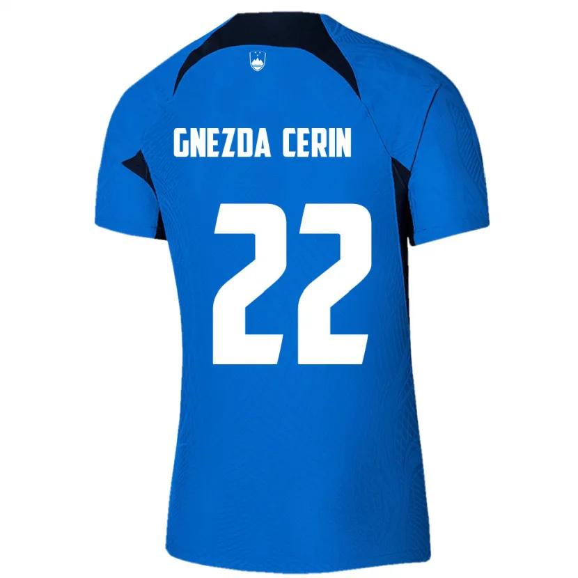 Danxen Mænd Slovenien Adam Gnezda Cerin #22 Blå Udebane Spillertrøjer 24-26 Trøje T-Shirt