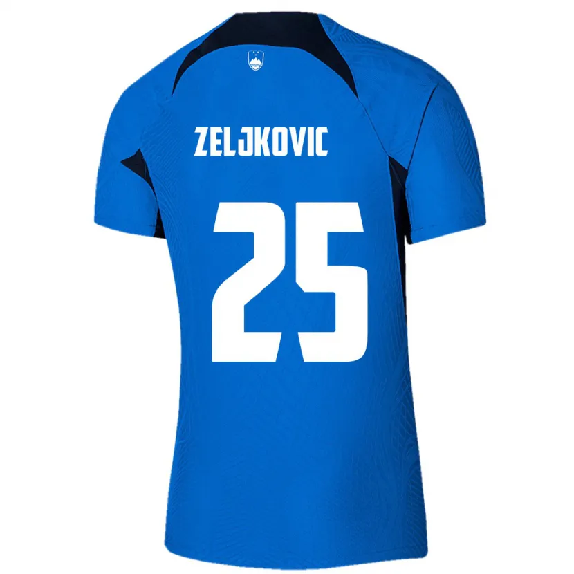 Danxen Mænd Slovenien Adrian Zeljkovic #25 Blå Udebane Spillertrøjer 24-26 Trøje T-Shirt