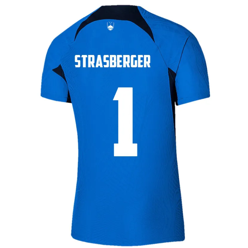 Danxen Mænd Slovenien Tim Strasberger #1 Blå Udebane Spillertrøjer 24-26 Trøje T-Shirt