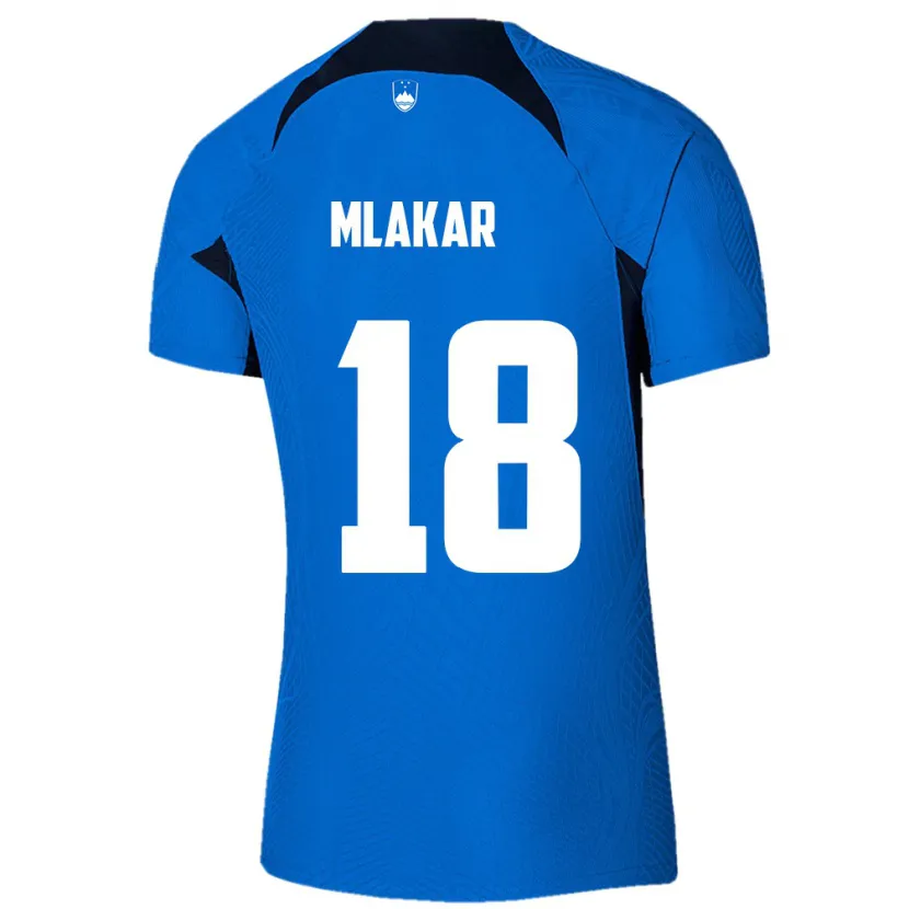 Danxen Mænd Slovenien Luka Mlakar #18 Blå Udebane Spillertrøjer 24-26 Trøje T-Shirt