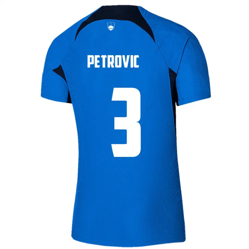 Danxen Mænd Slovenien Zan Petrovic #3 Blå Udebane Spillertrøjer 24-26 Trøje T-Shirt