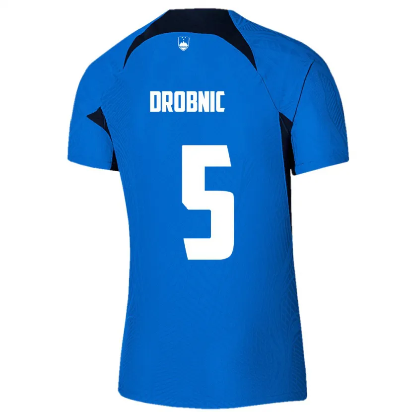 Danxen Mænd Slovenien Dominik Drobnic #5 Blå Udebane Spillertrøjer 24-26 Trøje T-Shirt