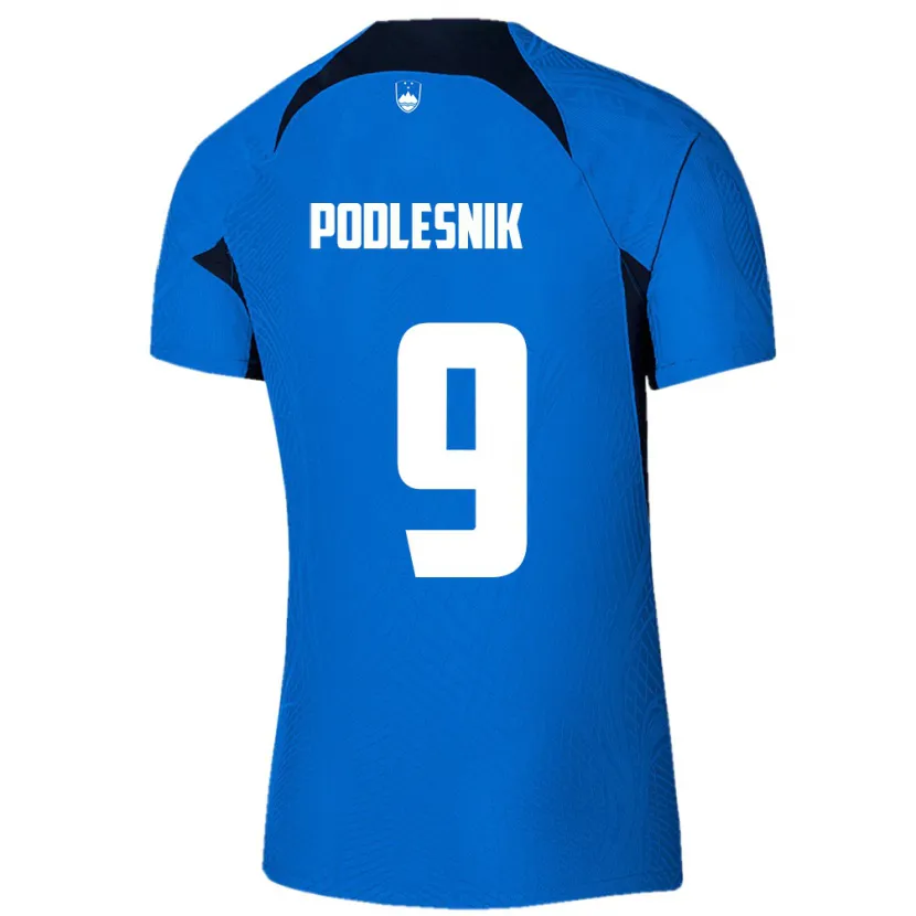 Danxen Mænd Slovenien Nik Podlesnik #9 Blå Udebane Spillertrøjer 24-26 Trøje T-Shirt