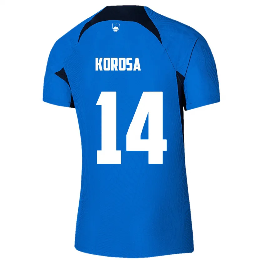 Danxen Mænd Slovenien Anej Koroša #14 Blå Udebane Spillertrøjer 24-26 Trøje T-Shirt