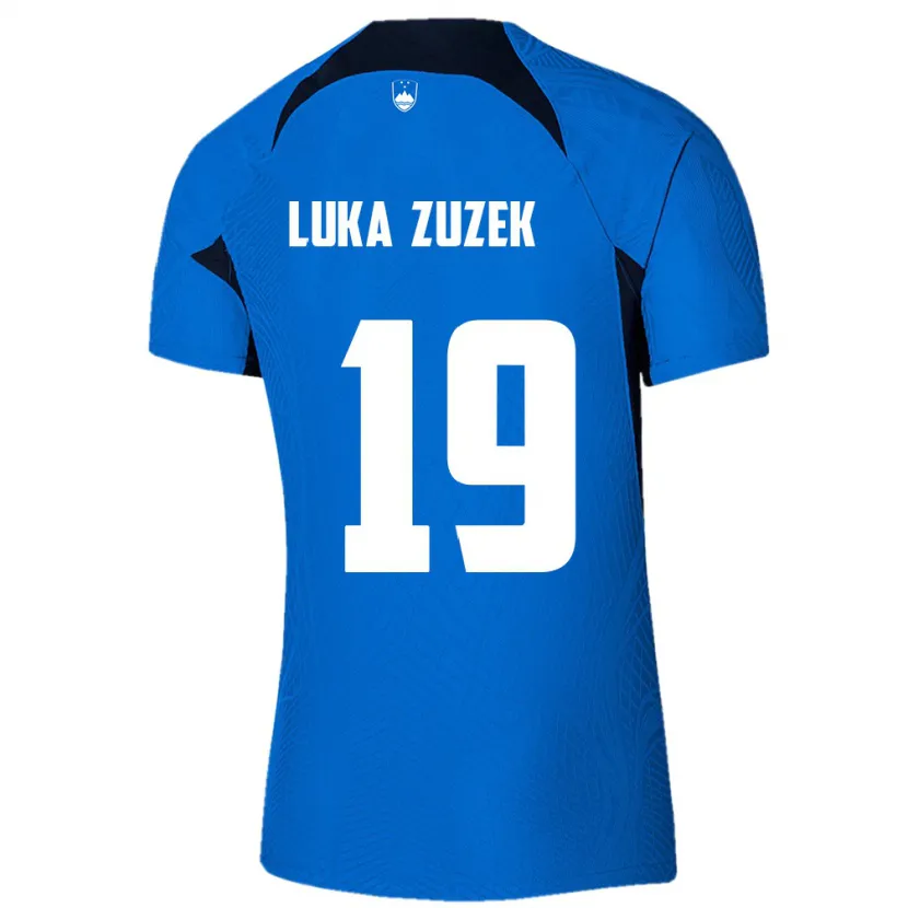 Danxen Mænd Slovenien Zan Luka Zuzek #19 Blå Udebane Spillertrøjer 24-26 Trøje T-Shirt